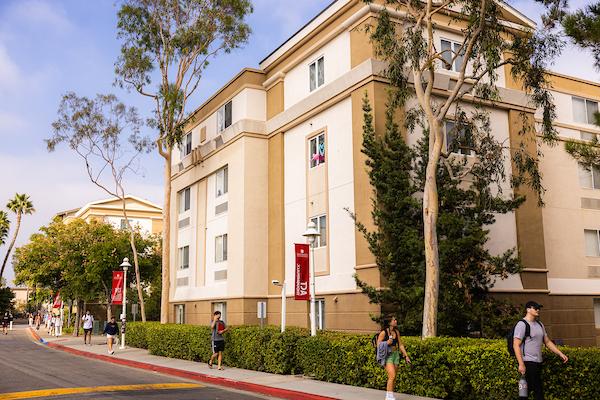 The outside of a residence hall at Chapman.