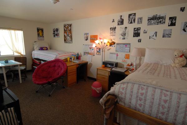 A decorated student room at Chapman University.